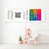 ビジネスロゴQRコード縦室内大 横断幕 (インサイチュ)