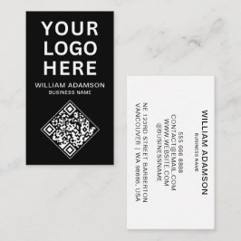 ビジネスロゴQRコード | 白黒プロフェッショナル 名刺