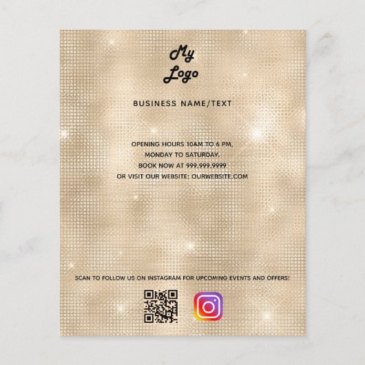ビジネスロゴqrコードinstagramゴールデングラム チラシ (正面)