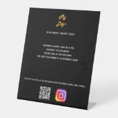 ビジネスロゴqrコードinstagramブラックカスタム文字 台座サイン (正面)