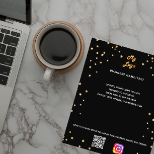 ビジネスロゴqrコードinstagramブラック金ゴールドスター チラシ