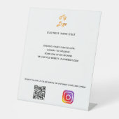 ビジネスロゴqrコードinstagram白カスタム文字 台座サイン (正面)