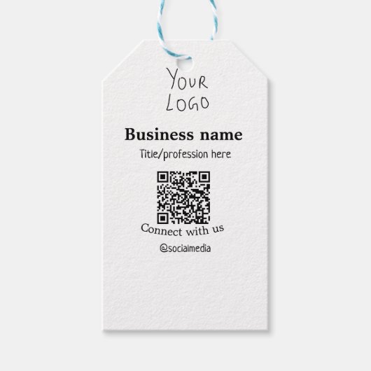 ビジネスロゴQRソーシャルメディア名で接続 ギフトタグ (正面)