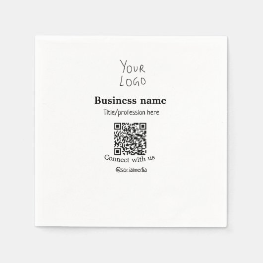 ビジネスロゴQRソーシャルメディア名で接続 スタンダードカクテルナプキン (正面)