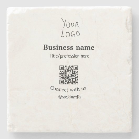 ビジネスロゴQRソーシャルメディア名で接続 ストーンコースター (正面)