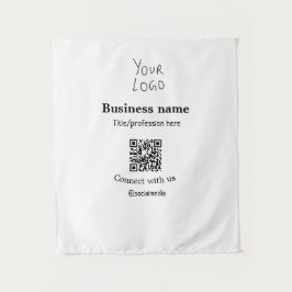 ビジネスロゴQRソーシャルメディア名で接続 タペストリー