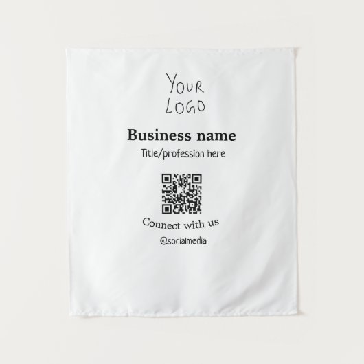 ビジネスロゴQRソーシャルメディア名で接続 タペストリー (正面)