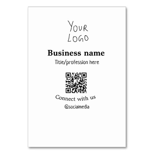 ビジネスロゴQRソーシャルメディア名で接続 テーブルナンバー (正面)
