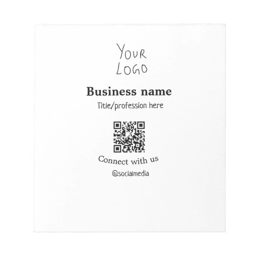 ビジネスロゴQRソーシャルメディア名で接続 ノートパッド (正面)