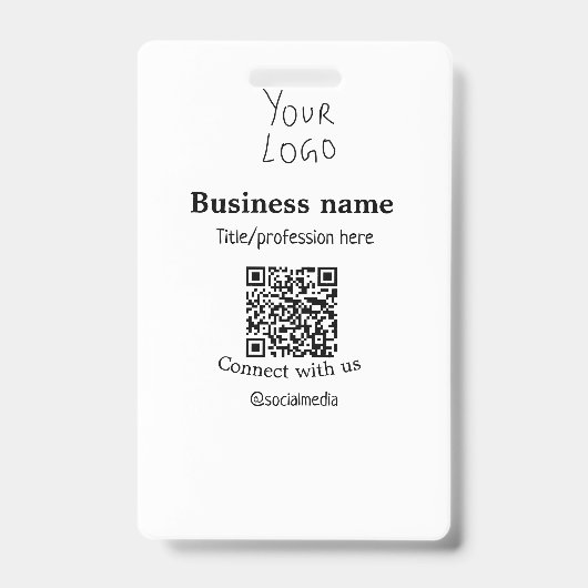 ビジネスロゴQRソーシャルメディア名で接続 バッジ (正面)