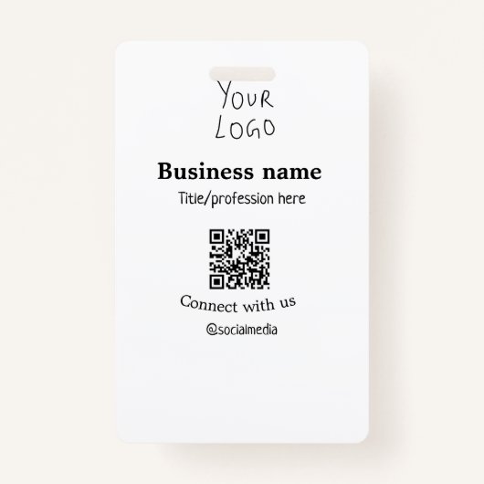 ビジネスロゴQRソーシャルメディア名で接続 バッジ (正面)