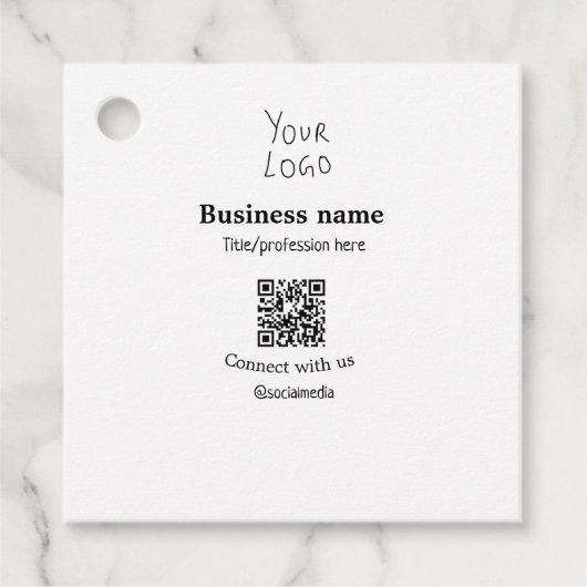 ビジネスロゴQRソーシャルメディア名で接続 フェイバータグ (正面)