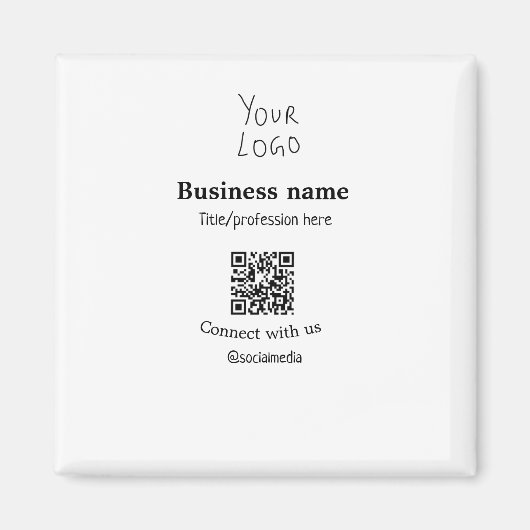 ビジネスロゴQRソーシャルメディア名で接続 マグネット (正面)
