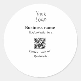 ビジネスロゴQRソーシャルメディア名で接続 ラウンドシール