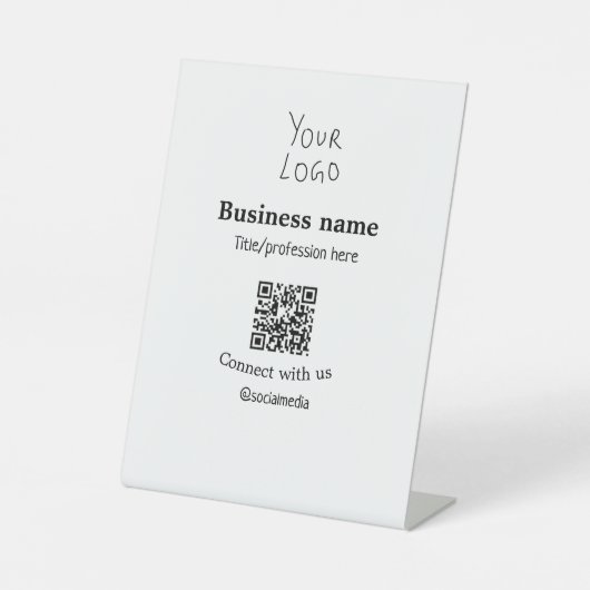 ビジネスロゴQRソーシャルメディア名で接続 台座サイン (正面)