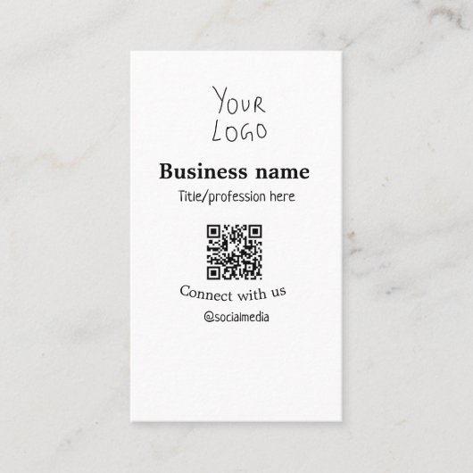 ビジネスロゴQRソーシャルメディア名で接続 名刺 (正面)