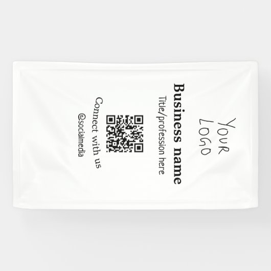 ビジネスロゴQRソーシャルメディア名で接続 横断幕 (横)