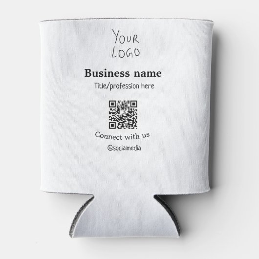 ビジネスロゴQRソーシャルメディア名で接続 缶クーラー (正面)