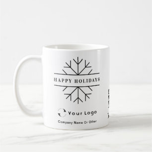 ビジネスロゴQRホワイトクリスマスシックなスノーフレーク コーヒーマグカップ