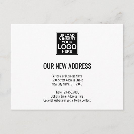 ビジネスロゴSan Serifを使用した新しいアドレス変更 案内ポストカード (正面)