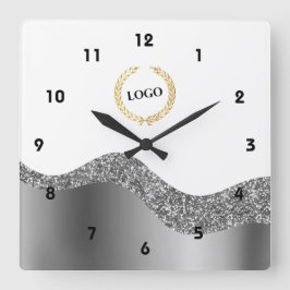 ビジネスロゴSilver Wave スクエア壁時計