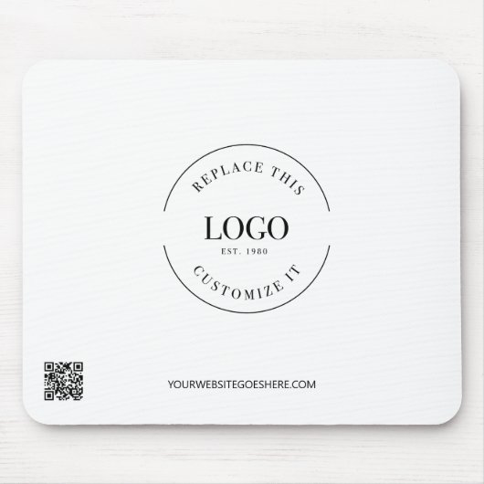 ビジネスロゴWebサイトシンプル白黒カスタム マウスパッド (正面)