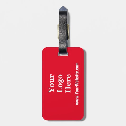 ビジネスロゴWebサイトブライト赤と白 ラゲッジタグ (裏面縦)