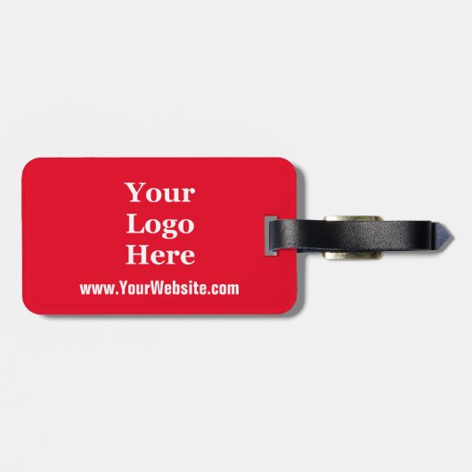 ビジネスロゴWebサイトブライト赤と白 ラゲッジタグ (裏面横)