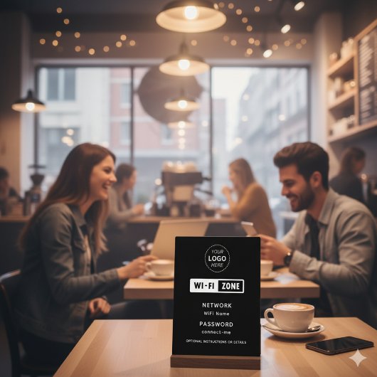 ビジネスロゴWiFiネットワークとパスワードの詳細 フォトプラーク