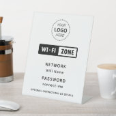 ビジネスロゴWiFiネットワークとパスワードの詳細 台座サイン (インサイチュ)