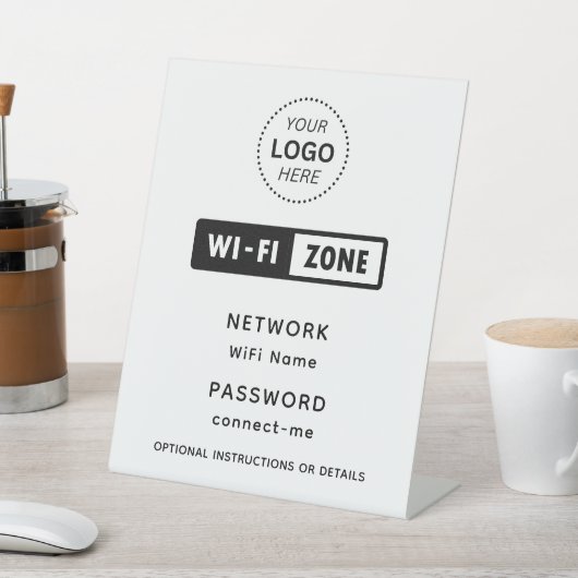 ビジネスロゴWiFiネットワークとパスワードの詳細 台座サイン (インサイチュ)