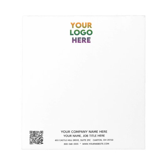 ビジネスロ企業のゴとQRコードが未整列 ノートパッド (正面)