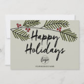 ビジネスロ素朴ゴ松の木の枝 – Happy シーズンカード (正面)