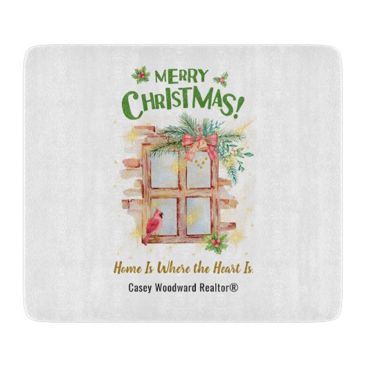 ビジネス不動産仲介業者クリスマスホームハート カッティングボード (正面)