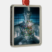 ビジネス世界の概念のBlockchainの解決 メタルオーナメント (右)