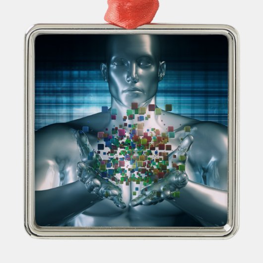 ビジネス世界の概念のBlockchainの解決 メタルオーナメント (正面)