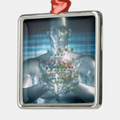 ビジネス世界の概念のBlockchainの解決 メタルオーナメント (左)