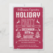 ビジネス企業のオフィスホリデーパーティーレッドモダン 招待状 (正面)