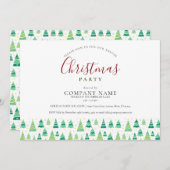 ビジネス企業のクリスマスツリーズホリデーパーティー 招待状 (正面/裏面)