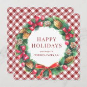 ビジネス企業のクリスマスリースレッド シーズンカード (正面/裏面)