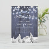 ビジネス企業のスノーフレーク素朴なホリデーパーティー 招待状 (スタンド正面)