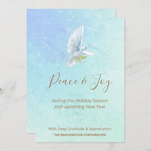 *~*ビジネス企業のドーブピースジョイホリデーカード (正面/裏面)