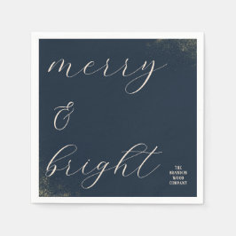 ビジネス企業のネイビーと金ゴールドホリデー スタンダードカクテルナプキン