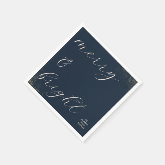 ビジネス企業のネイビーと金ゴールドホリデー スタンダードカクテルナプキン (角)