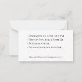 ビジネス企業のパーティの招待状 ノートカード (裏面)