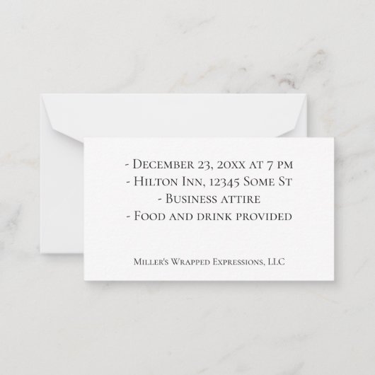 ビジネス企業のパーティの招待状 ノートカード (裏面)