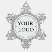 ビジネス企業のロゴのクリモダンスマス スノーフレークピューターオーナメント (正面)