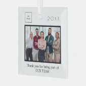 ビジネス企業のロゴの感謝してい写真をチームに組み込む ガラスオーナメント (正面左)