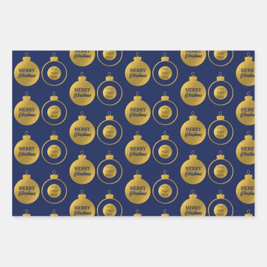 ビジネス企業のロゴクリスマスオーナメントカード ラッピングペーパーシート (正面3)