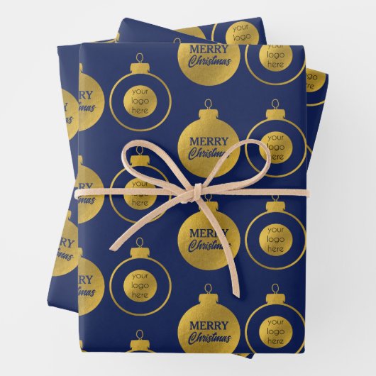 ビジネス企業のロゴクリスマスオーナメントカード ラッピングペーパーシート (インサイチュ)